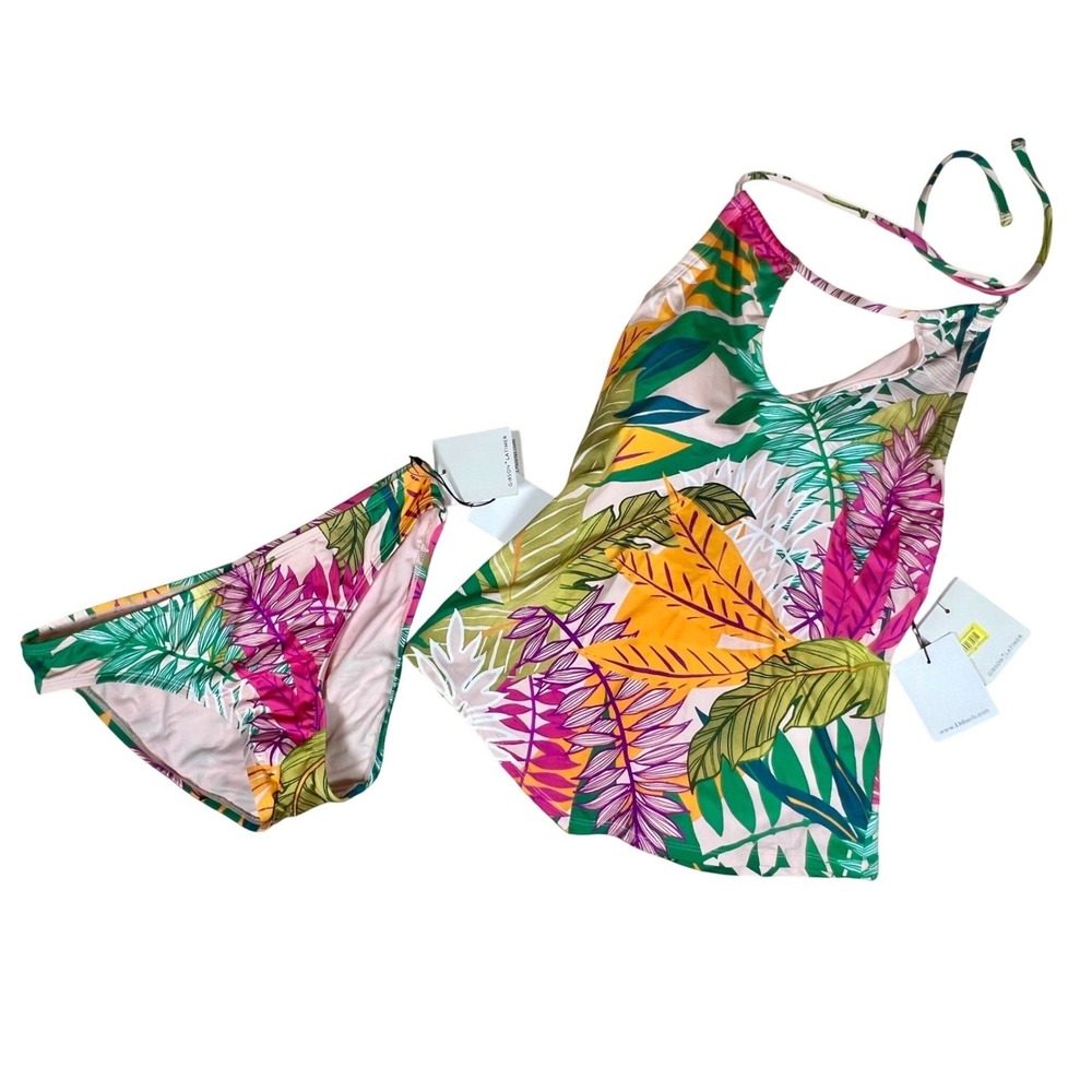 Gibson Latimer Womens Tankini Swimsuit Set S Floral‎ Halter Bikini NWT Vacation